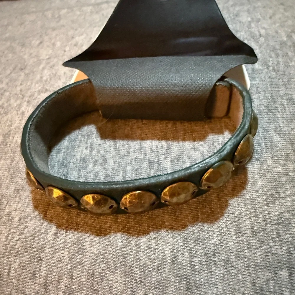 Gold Studded Leather Bracelet - Picture 3 of 3